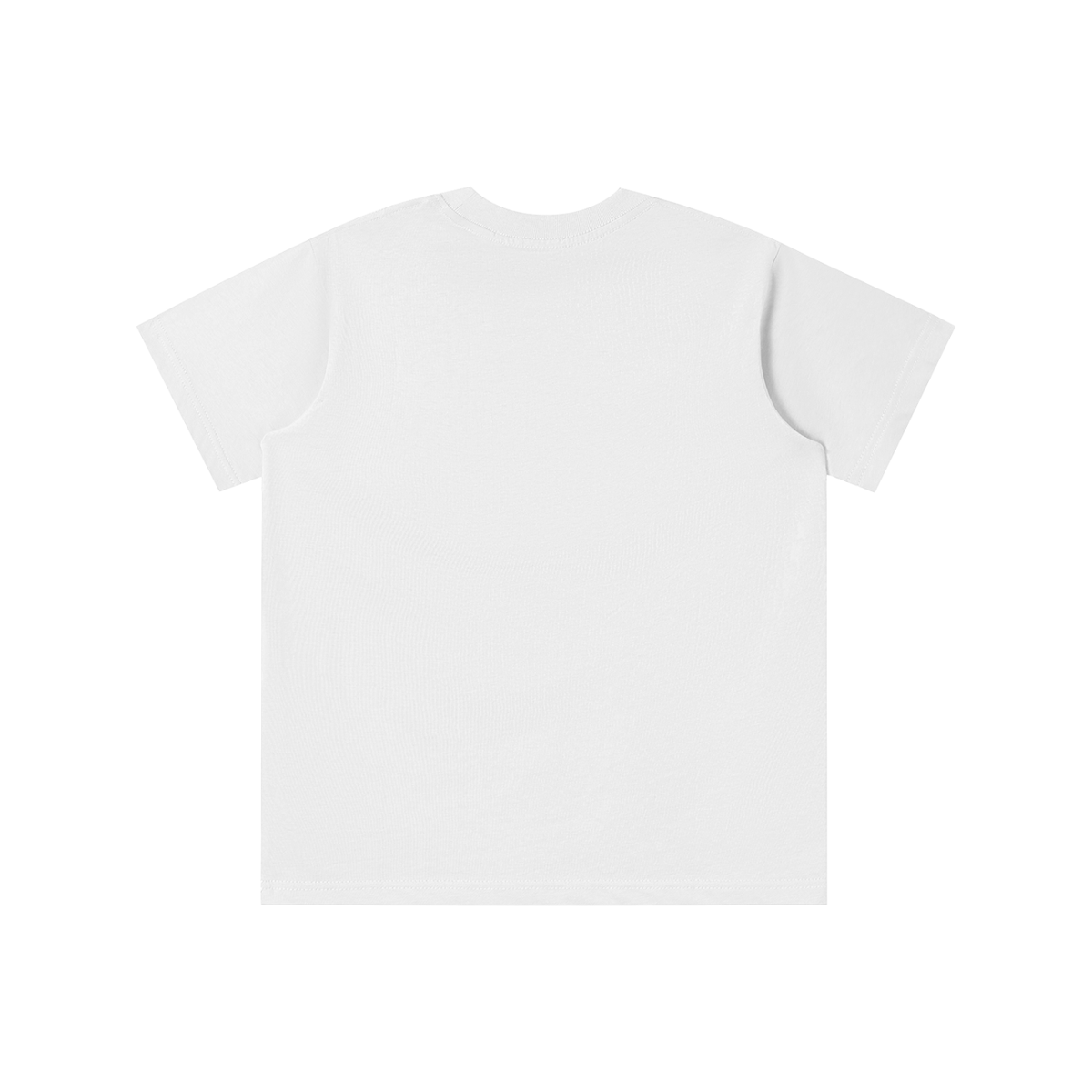 Back view of white WHYELUME Kids Arcade Energy tee with no print