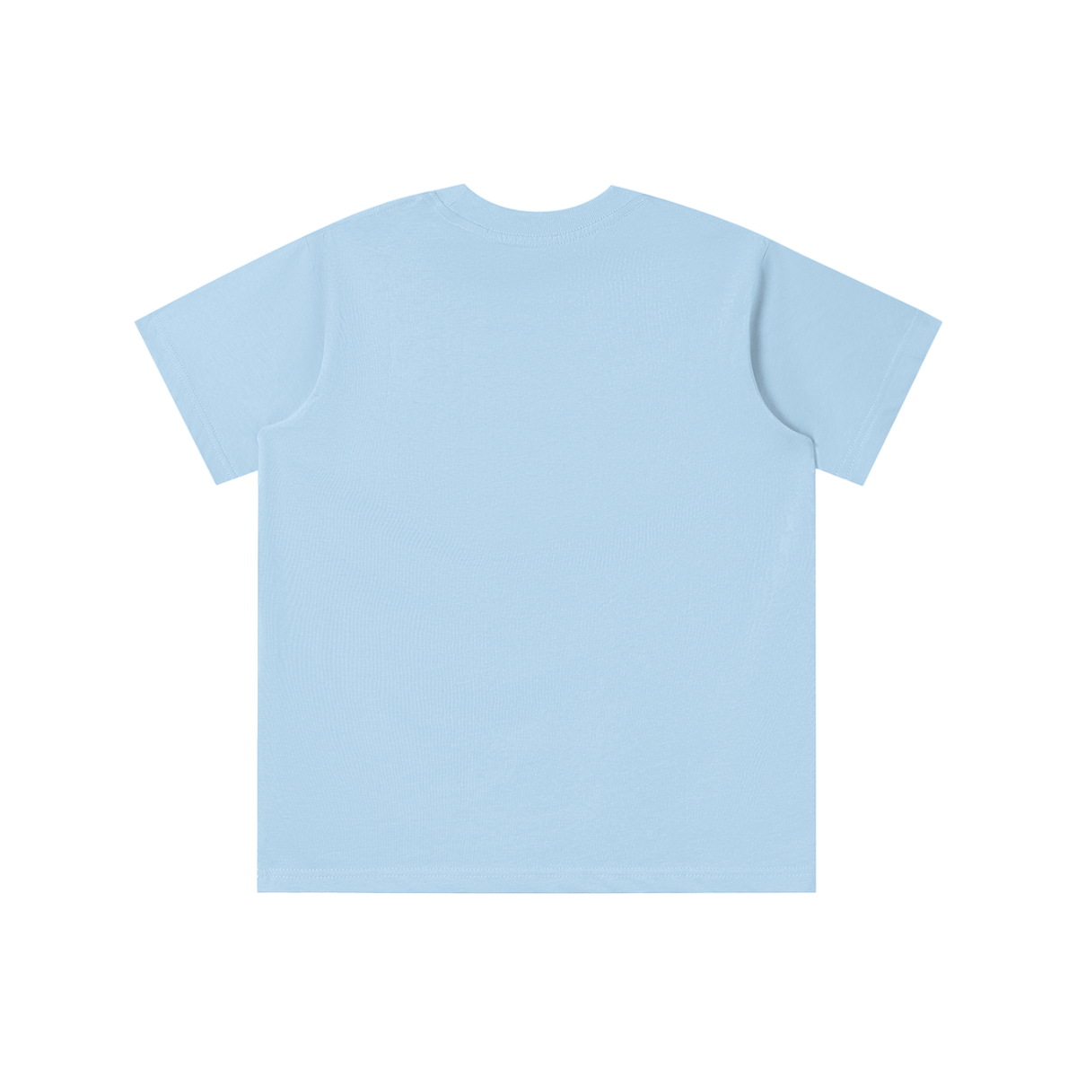 Back view of light blue WHYELUME Kids Arcade Energy tee with no print