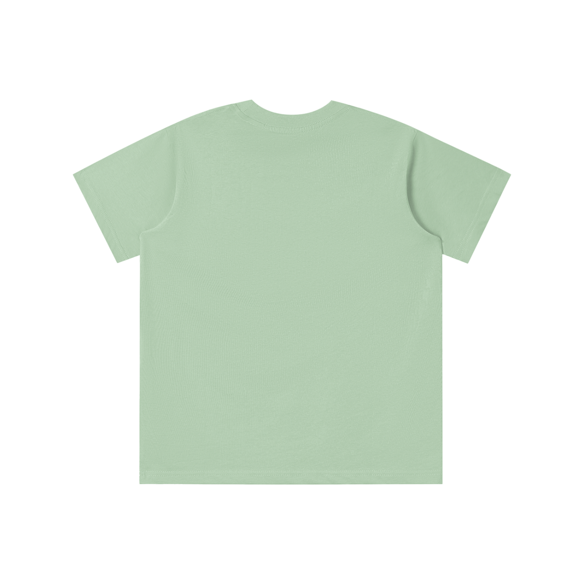 Back view of bean green WHYELUME Kids Arcade Energy tee with no print