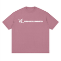 Front view of bean paste red WHYELUME Purpose Illuminated contrast drop shoulder tee with white WL chest graphic