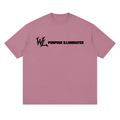 Front view of bean paste red WHYELUME Purpose Illuminated contrast drop shoulder tee with black WL chest graphic
