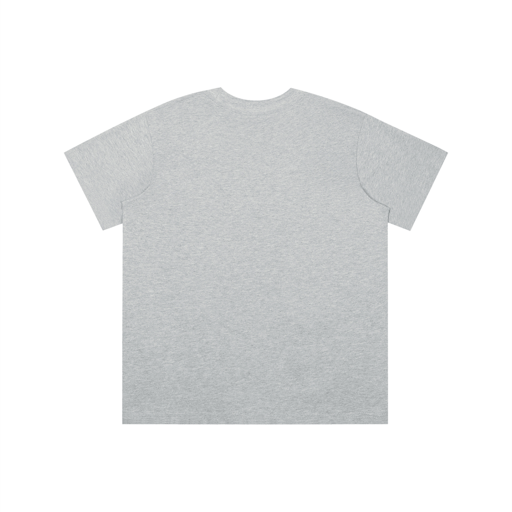 Back view of flower gray WHYELUME Kids Arcade Energy tee with no print