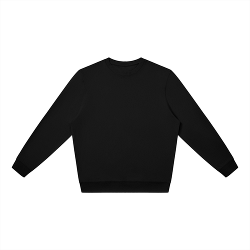 Front view of black WHYELUME Chrome Stack crewneck sweatshirt with no front print