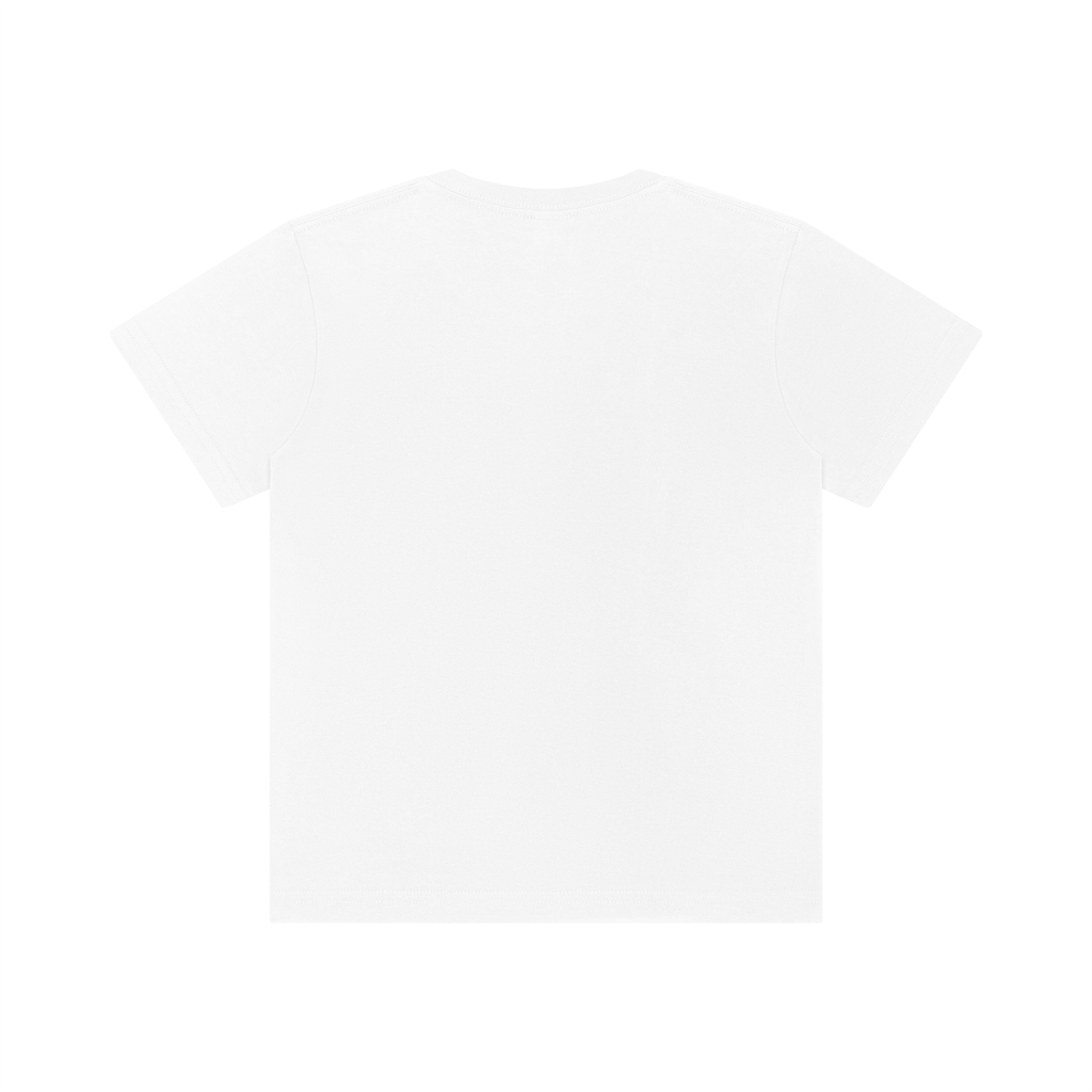 Back view of white WHYELUME Kids Street Energy tee with no print