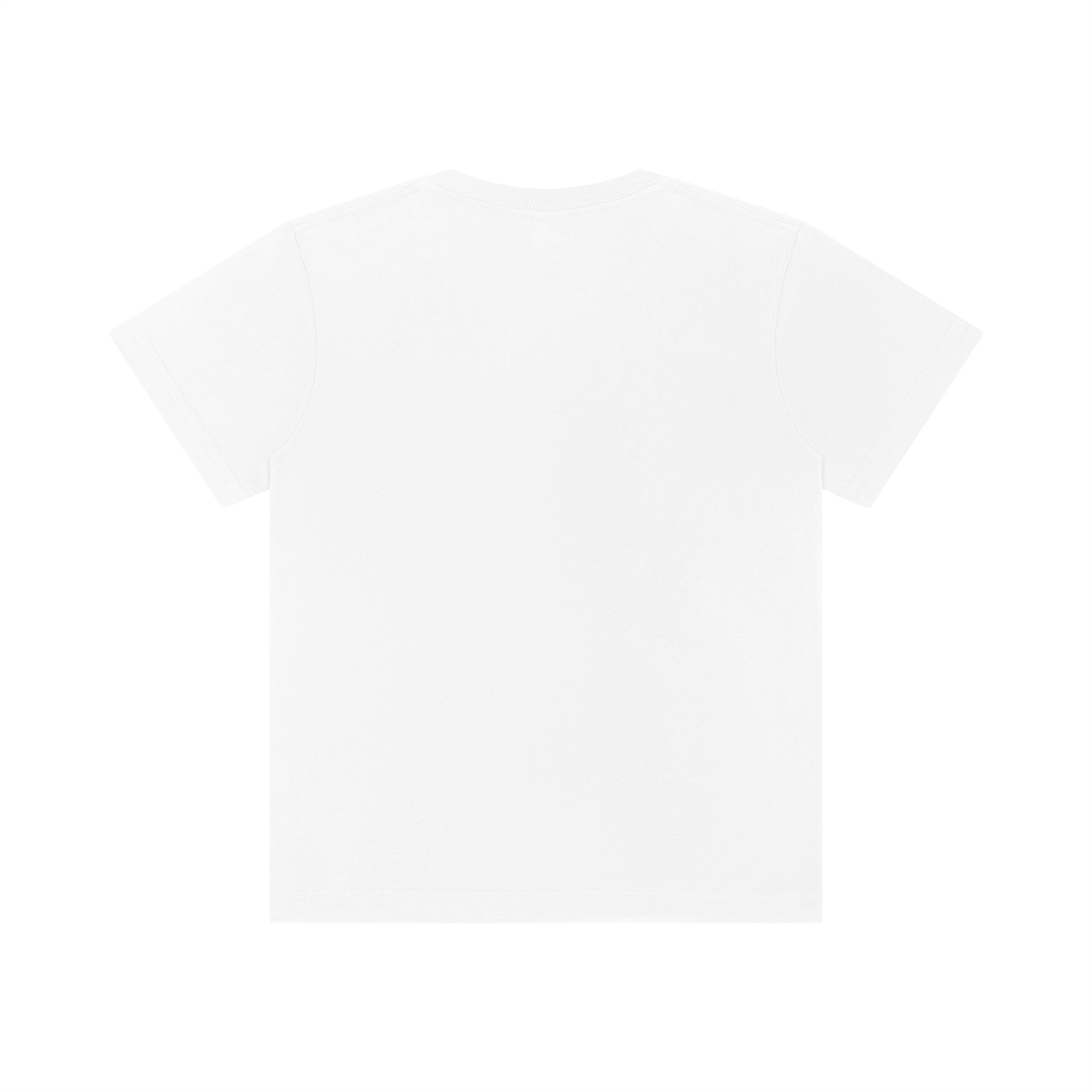 Back view of white WHYELUME Kids Street Energy tee with no print