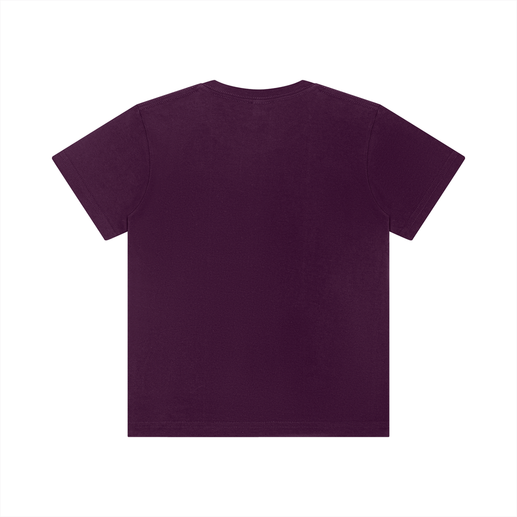 Back view of purple WHYELUME Kids WL Essential tee with no print