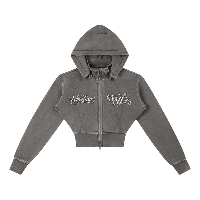 WHYELUME Purpose Illuminated Vintage Washed Cropped Fleece Hoodie