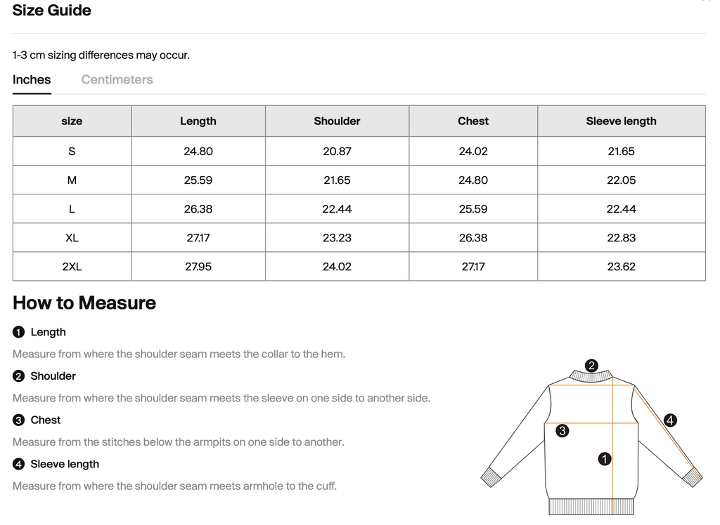 Size chart for WHYELUME Refuse to Dim hoodie with chest, length, and sleeve measurements in inches