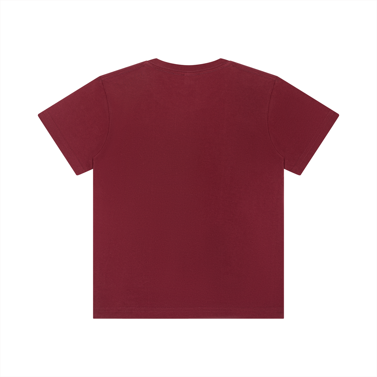 Back view of wine red WHYELUME Kids WL Essential tee with no print
