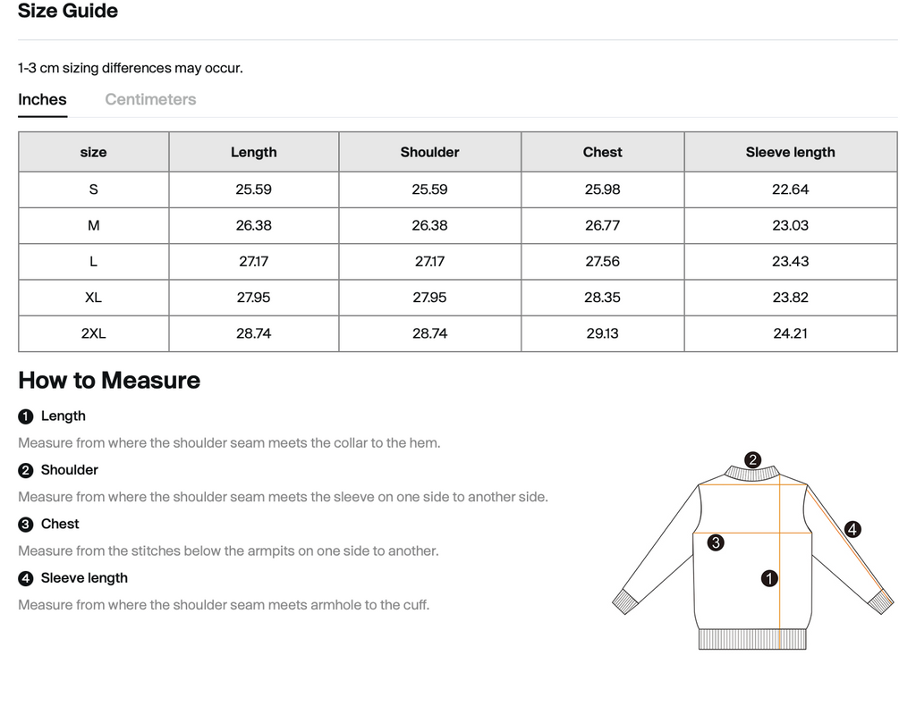 Size chart for WHYELUME Forged Mark snow washed distressed hoodie with length, shoulder, chest, and sleeve measurements in inches