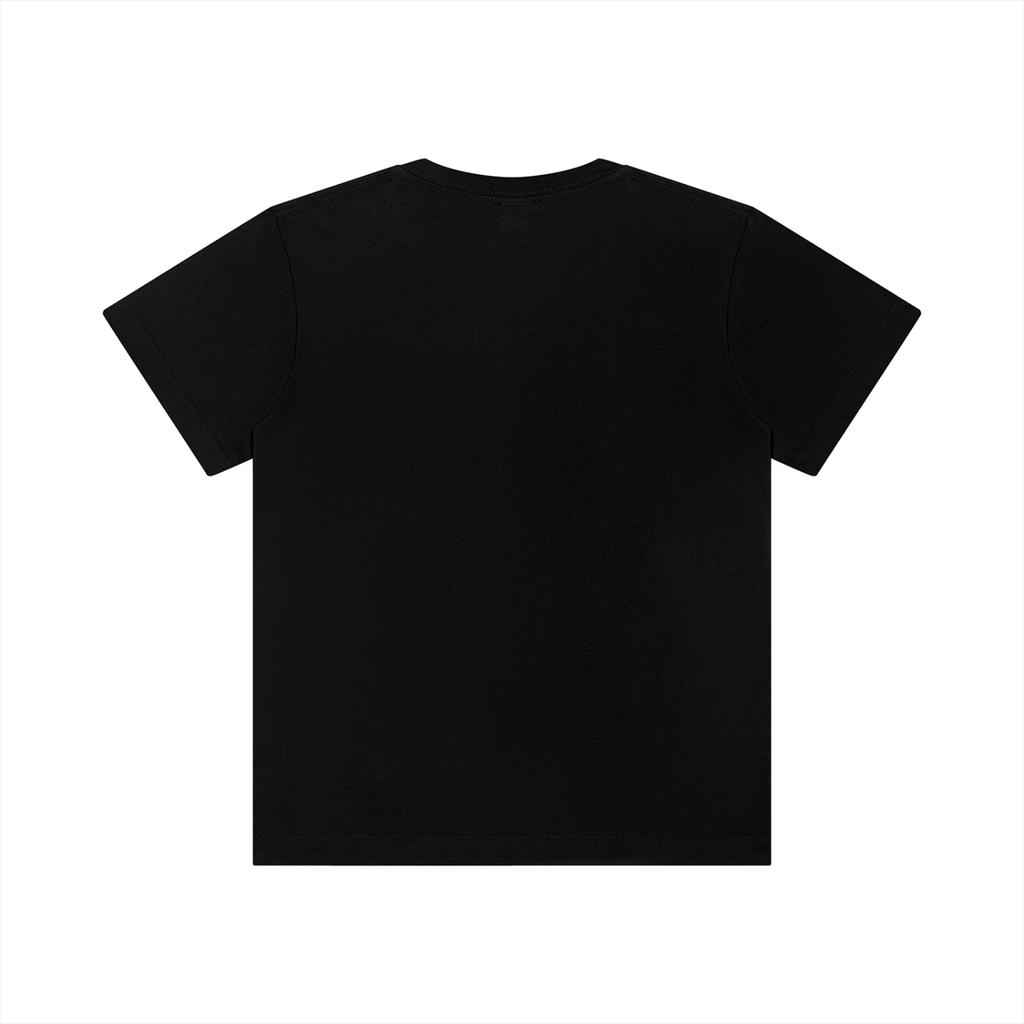 Back view of black WHYELUME Kids Street Energy tee with no print