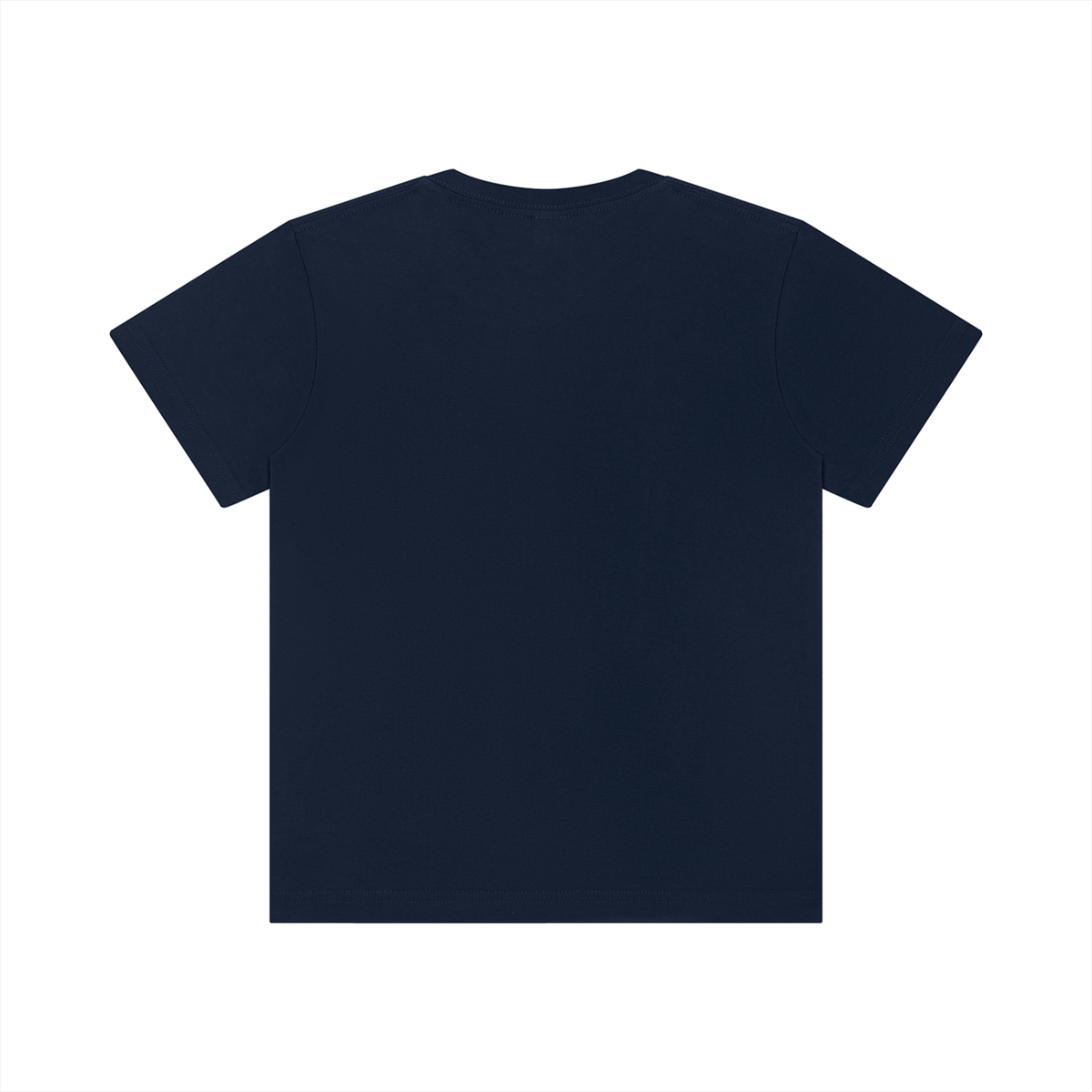 Back view of navy blue WHYELUME Kids WL Essential tee with no print